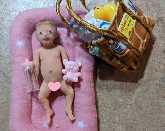 OOAK READY To SHIP! 3" Baby Ryan or Ryla Full Silicone Body Baby Reborn Baby Doll in Super Soft Eco Flex 20 Premium Blend Silicone.