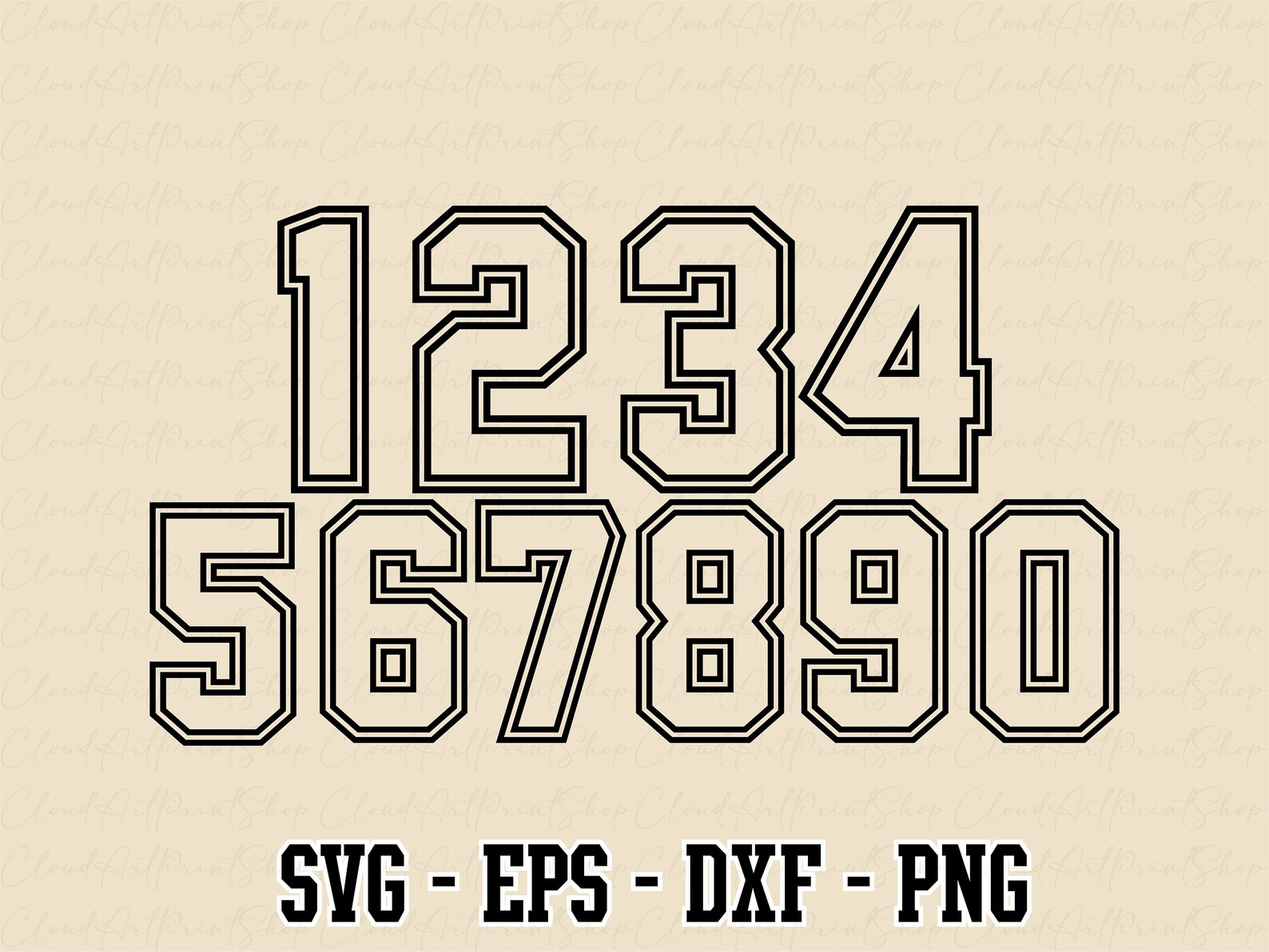 Jersey Outline Numbers Font SVG 09 Outline Cricut Outline Etsy