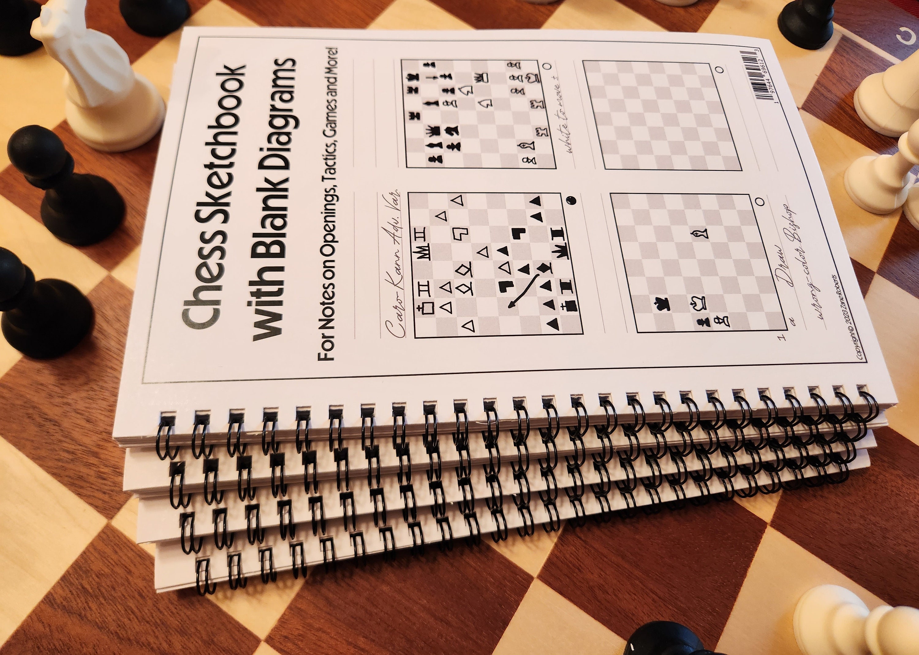 Chess board and pieces sketch hardcover journal - Chess Boutique