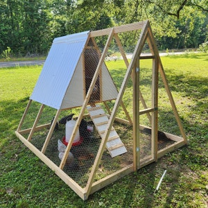 Chicken Coop Plans. A-Frame Mobile Tractor with Ramp and Barn Doors. Digital Download PDF.