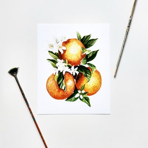 Orange Blossom Watercolor Print: Florida State Flower Kitchen Art