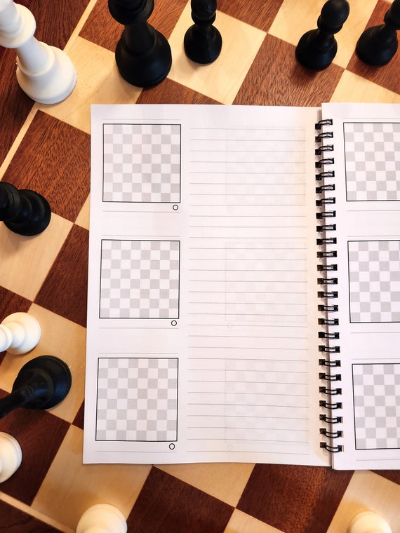 Chess Notes for My Next Move Checked Notebook : 6x9 inch daily bullet notes  on checkered design creamy colored pages with classic chess board design