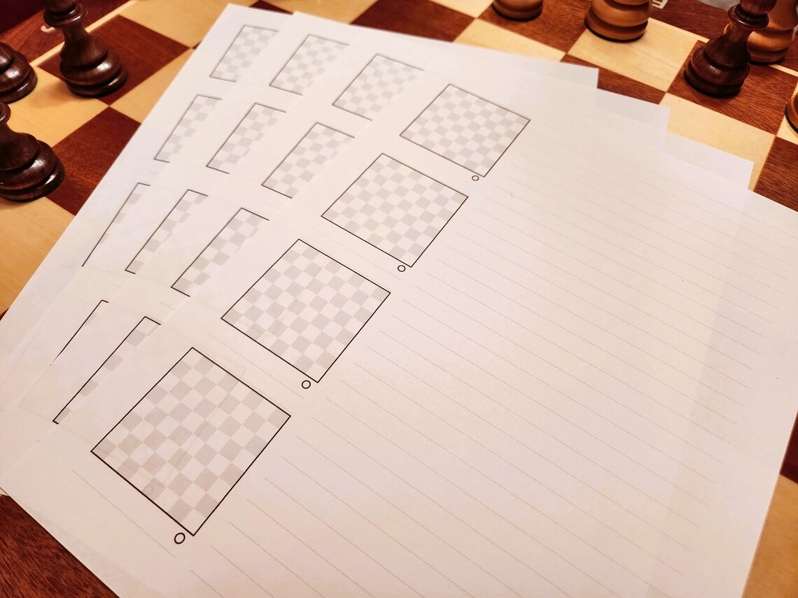 Chess Annotation Pads Printable Chess Sketchbook: Blank Board Diagrams for Game Notes (PDF ...