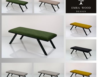 Bench Industrial Manufacturer Handmade Emra Wood LGM-472 Color Black | Footstool | Pouffe | Hallway Bench | Entrance Hallway