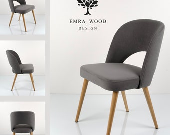 6 Stück Set Sessel Stuhl KR-5 Retro Holz Esszimmer Küche modern Viele Farben gepolstert