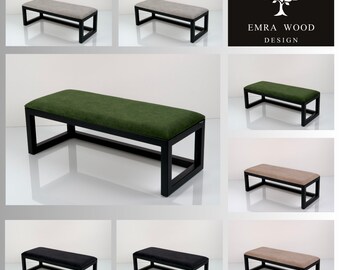 Bench Industrial Manufacturer Handmade Emra Wood LGM-528 Color Black | Footstool | Pouffe | Hallway Bench | Entrance Hallway