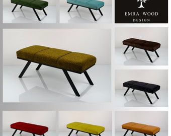 Bench Industrial Manufacturer Handmade Emra Wood LGM-470 Color Black | Footstool | Pouffe | Hallway Bench | Entrance Hallway