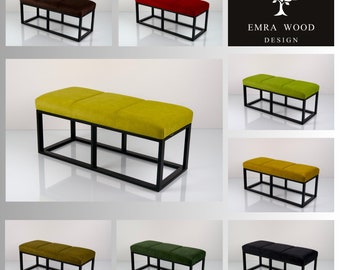 Bench Industrial Manufacturer Handmade Emra Wood LGM-463 Color Black | Footstool | Pouffe | Hallway Bench | Entrance Hallway