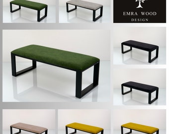 Bench Industrial Manufacturer Handmade Emra Wood LGM-494 Color Black | Footstool | Pouffe | Hallway Bench | Entrance Hallway