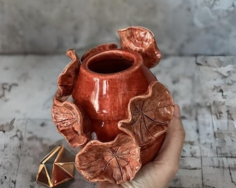 Ceramic Red Vase, Decorative Vase, Art Gift, Handmade Pottery, Coffee Table Decor, Bud Vase, Pottery Vase
