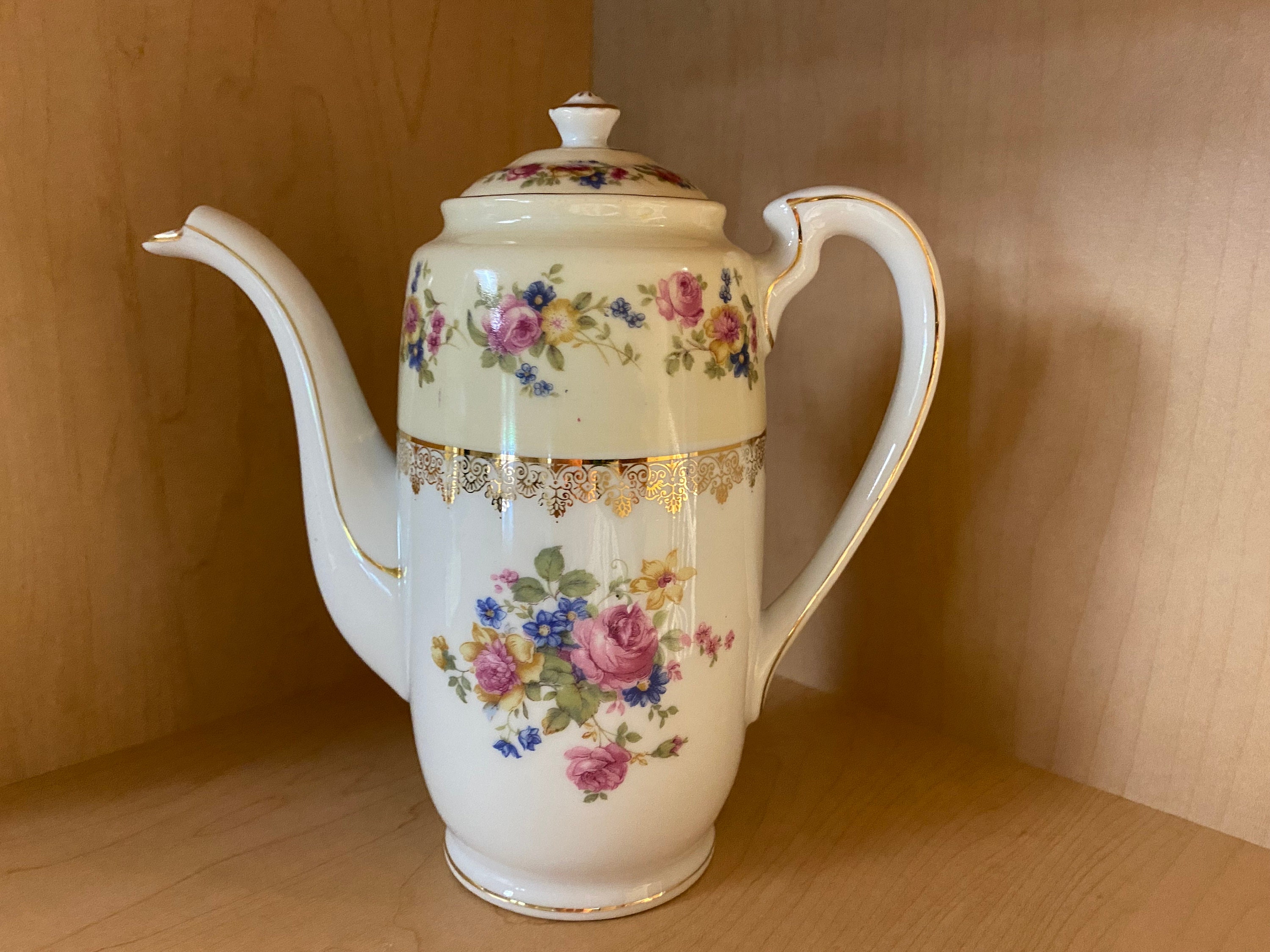 Vintage Gold Castle Chikusa Orange Luster Ware Tea Pot Hand