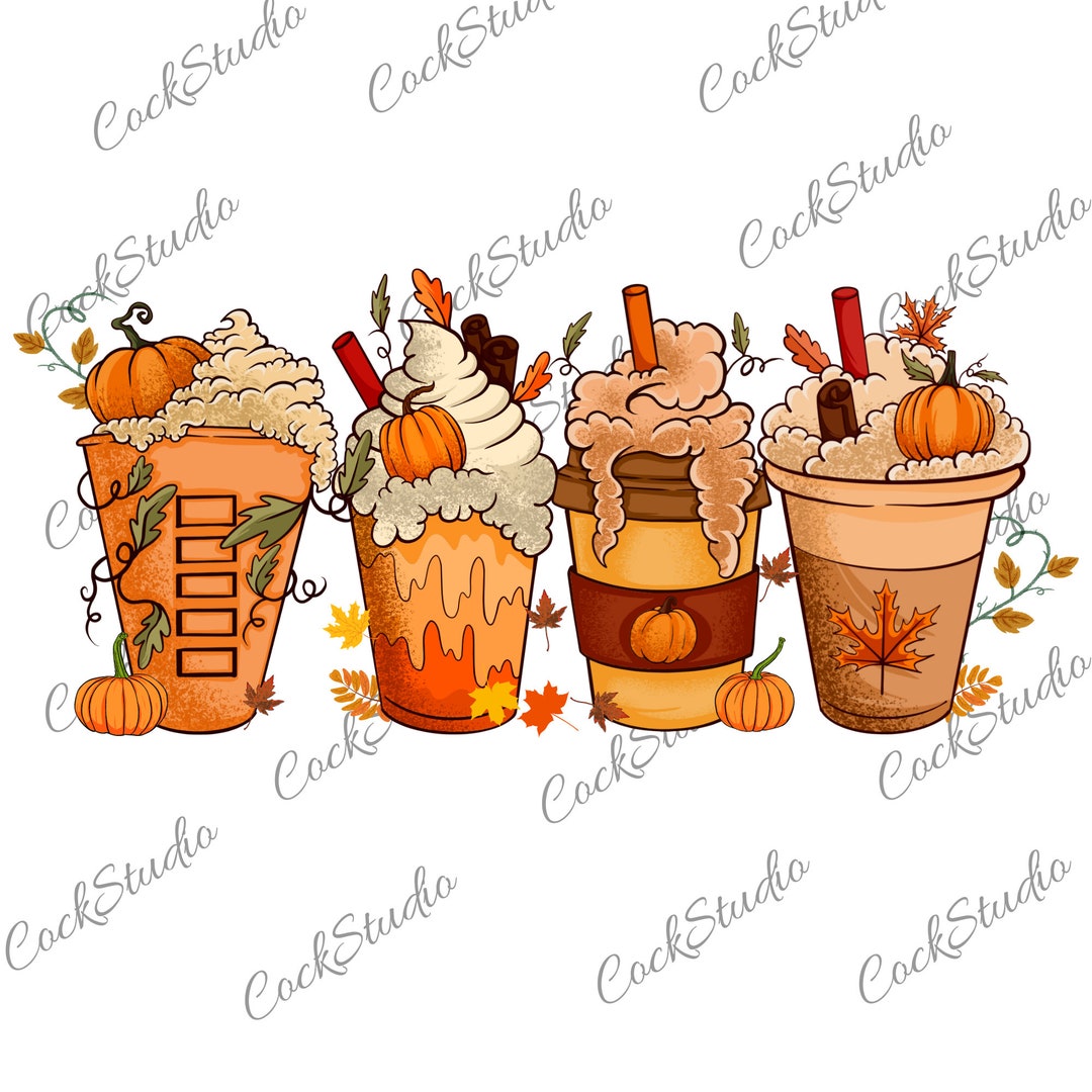 Horror Fall Coffee Halloween PNG Pumpkin Spice Latte Iced - Etsy