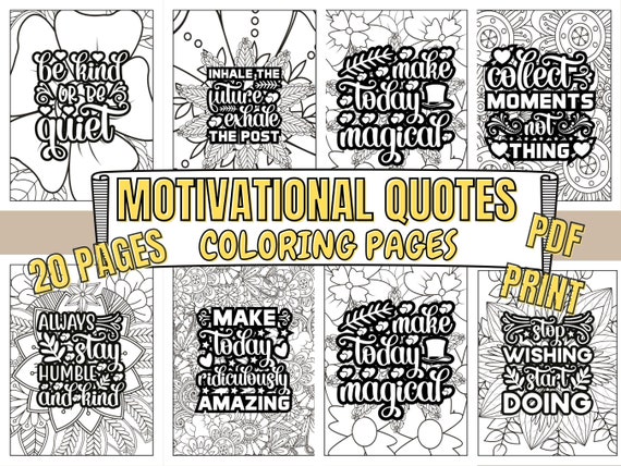 Motivational Quotes Coloring Pages for Adults Inspirational - Etsy