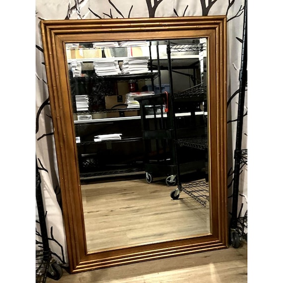 Vintage Oblong Wall Mirror J.A Olson Company Permaflect Faux