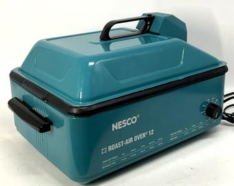 Nesco Roast-Air Oven 12 Turquoise / Teal Vintage Roaster Tested Working