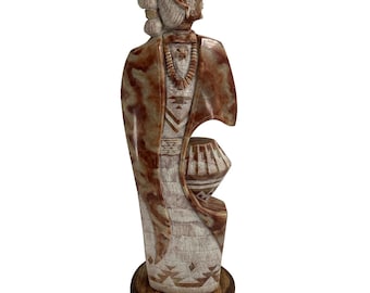 Native American Navajo Alabaster Sculpture Signed Mike Toledo 1997 Large 20 Inch Carved Stone Figure Southwestern Decor