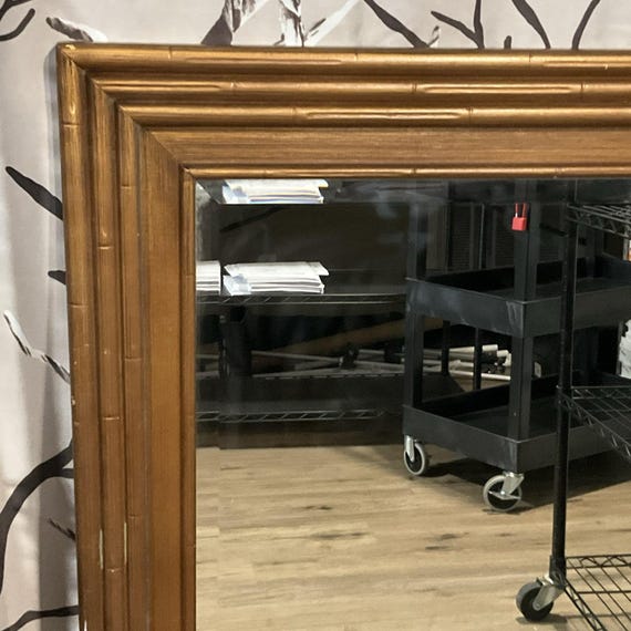 Vintage Oblong Wall Mirror J.A Olson Company Permaflect Faux