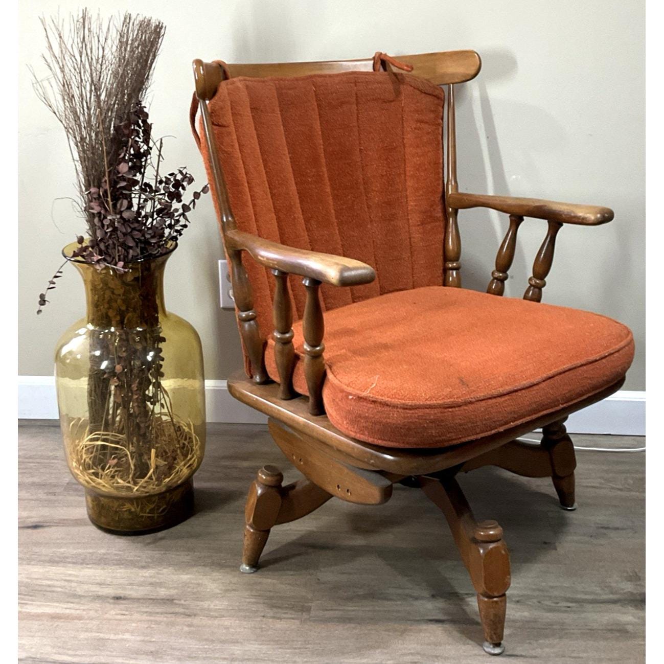 Vintage Orange Swivel Chair - Etsy