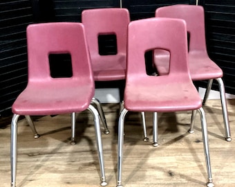 Set of 4 Classroom Chairs - 16 Inch Stackable School Chairs - Maroon - USA Made