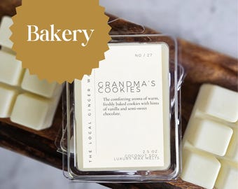 Bakery Strong Scented Luxury Wax Melts | Cake Cookies Pie Crumble Pastry Cinnamon Bun Caramel Vanilla Sweets | Coconut Soy | Dye Free