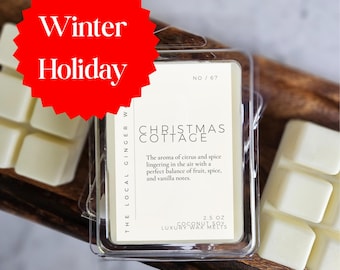 Winter Holiday Strong Scented Luxury Wax Melts | Christmas New Years Wreath Cocoa Cinnamon Air Tree Snow Peppermint | Coconut Soy | Dye Free