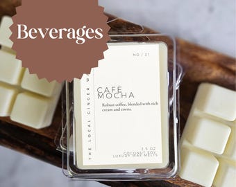 Beverage Strong Scented Luxury Wax Melts| Coffee Latte Mocha Cocoa Tea Bourbon Champagne | Coconut Soy | Dye Free