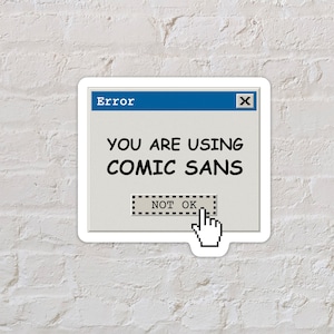 Metallic Comic Sans Sticker, Graphic Design Humor Sticker, Font Sticker, Stickers for Hydroflask, Stickers Laptop, 2.3” x 2.1”