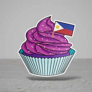 Ube Cupcake Sticker, Filipino Flag Sticker, Stickers for Hydroflask, Stickers Laptop, 3” x 3”