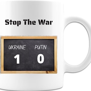 Pare o placar da guerra Putin 0 Ucrânia 1 caneca de cerâmica branca de alta qualidade de 11 onças