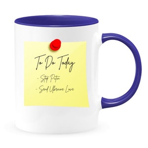 Lista simples de fazer – Pare Putin, envie amor para a Ucrânia Amor, ótimo presente para qualquer pessoa com esta caneca de café de cerâmica de 11 onças