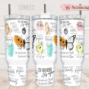 Sublimation de papier d'emballage pour gobelet 40 oz, inspiration numérique png 40 oz, conception numérique 40 oz, conception positive 40 oz, papier peint inspirant 40 oz papillon