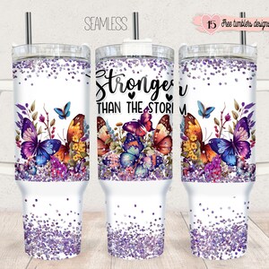 Schmetterling 40 Unzen Glitter Design, Floral motivierende 40 Unzen Becher Png, positive Glitter 40 Unzen Design, digitaler Download, positive Blumenverpackung,