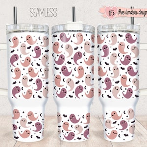 40oz Tumbler Wrap Sublimation, Halloween Ghost 40oz Tumbler Png, 40oz Digital Design, 40oz Ghost Halloween Design, Cute Halloween 40oz Wrap