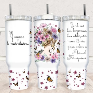 40oz Tumbler Wrap Sublimation, Spanish Motivational 40oz Tumbler Png, 40oz Digital Design, Spanish 40oz Digital wrap, Butterfly 40oz wrap