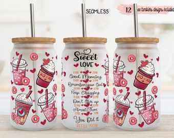 Valentine's Day 16oz Wrap, 16oz Tumbler Design, Sublimation Design, Valentine's Day Coffee design, Digital Design, Water Tracker Design, Cup