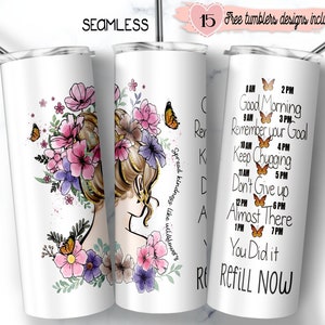 Emballage motivant de 20 oz, Design numérique par sublimation, Design numérique de 20 oz, Design de gobelet inspirant, Design de traqueur d'eau, Design de papillon