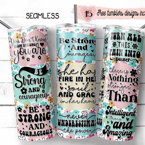 Envoltura de vaso Strong Women de 20 oz, diseño de sublimación digital, diseño digital de 20 oz, diseño de vaso Strong con frases inspiradoras, Strong