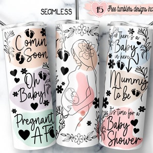Zwangere 20oz-wrap, babyshowersublimatieontwerp, 20oz digitaal ontwerp, inspirerende zwangerschapsbeker, motiverend bloemdessin voor moeder,