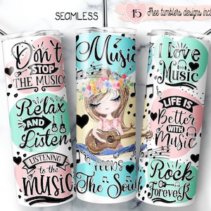Envoltura para vaso de 20 oz con música motivacional, diseño de sublimación digital, frases motivacionales musicales, envoltura musical, descarga instantánea, envoltura para amantes de la música