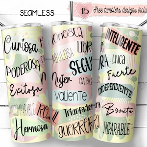 Design positif espagnol de 20 oz, Emballage motivant de 20 oz Mujer, Design par sublimation numérique, Design numérique de 20 oz, Design de gobelet en espagnol, mujer