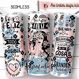 Spanish Positive Quotes 20oz Tumbler Wrap Design (Digital Download)