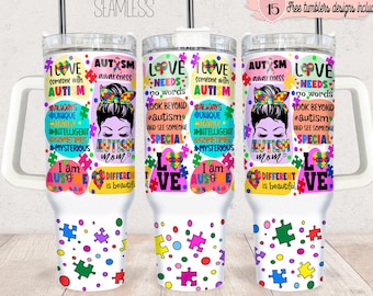 Autism Awareness 40oz Tumbler Wrap Design (Digital Download)