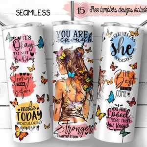 Emballage motivant de 20 oz, design par sublimation numérique, design numérique de 20 oz, design de gobelet papillon, design de citations inspirantes
