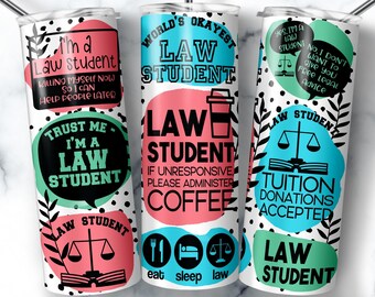 Tumbler Wrap da 20 once per studenti di giurisprudenza: design con citazioni motivazionali (design digitale)