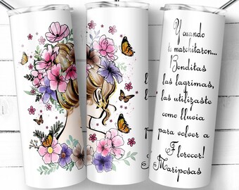 Diseño de envoltura para vaso de 20 oz con cita positiva en español (descarga digital)