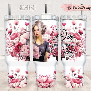 Spanish 40oz Digital design, Religious Spanish Digital Design, 40oz Sublimation Design, Floral Religious 40oz Spanish Design, Sublimation