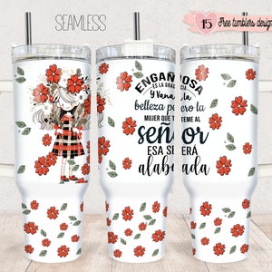 Design numérique espagnol 40 oz, design numérique espagnol religieux, sublimation 40 oz, design espagnol floral religieux 40 oz, sublimation