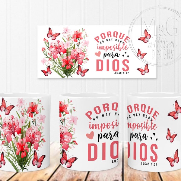 Spanish Bible Mug Design, Digital Sublimation design, 11oz /15oz Mug Digital Design, PNG Digital Mug Design, Positive Inspirational Design,