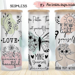 Envoltura motivacional para vaso de 25 oz, diseño para envolver café, diseño sin costuras por sublimación, diseño de 25 oz de descarga instantánea, envoltura inspiradora de mariposa