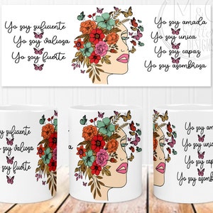 Diseño de taza motivacional en español, diseño de sublimación digital, diseño digital de taza de 11 oz / 15 oz, diseño de taza digital PNG, inspiración positiva
